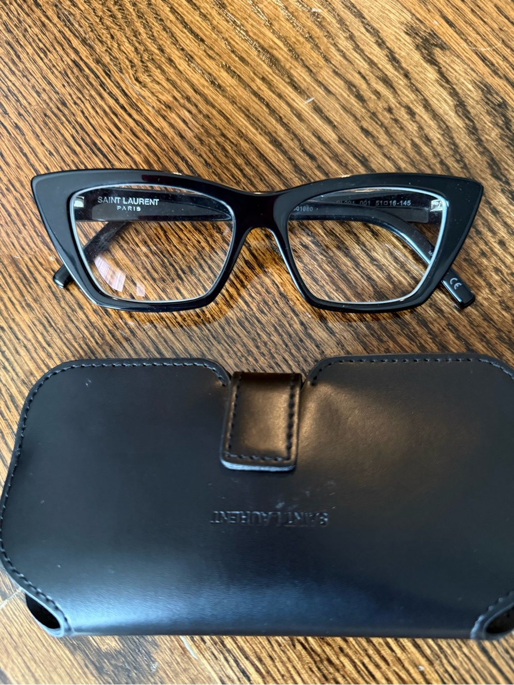 Saint Laurent Black Cat-Eye Optical Glasses with Case